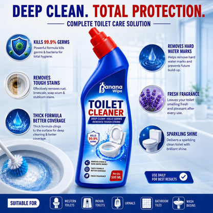 Banana Wipe Home Cleaning Combo Pack | Floor Cleaner, Dishwash Liquid & Toilet Cleaner I 500 ml each