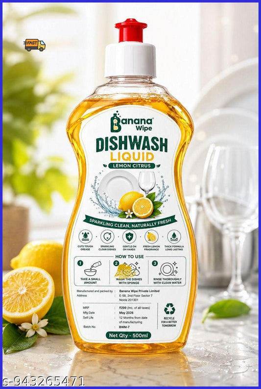 Banana Wipe Dishwash Liquid I 500 ml I Pack of 1