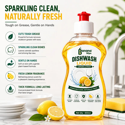 Banana Wipe Home Cleaning Combo Pack | Floor Cleaner, Dishwash Liquid & Toilet Cleaner I 500 ml each